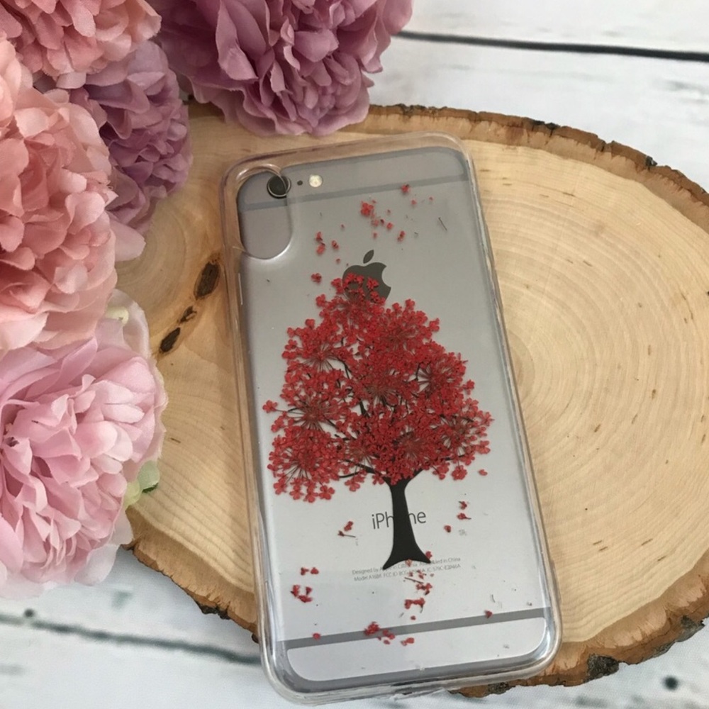 Beautiful Hand Pressed Red Cherry Blossom iPhone X/XS Case - Picture 3 of 4